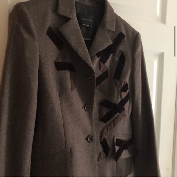 BCBGMAXAZARIA retro designer Women’s Blazer Jacket Brown Tweed & Velvet - Picture 2 of 12